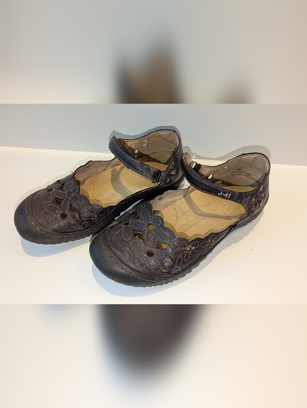 Jeep J-41 Women's Dark Brown Floral Cutout Mary Jane Flats